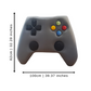 Kid's Grey upholstered toy controller headboard with colour buttons and measurements on a white background