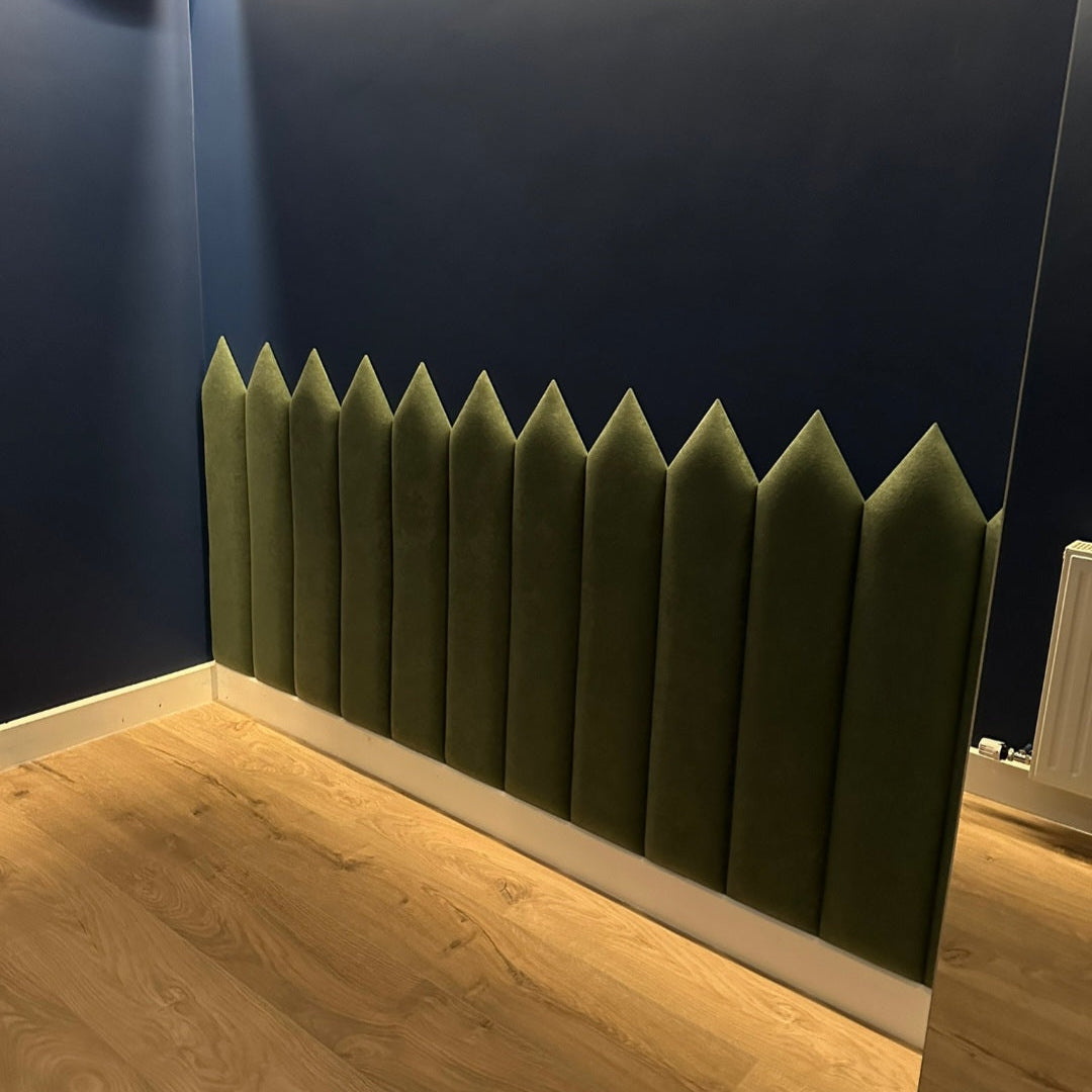 Green upholstered Picket Fence Bedroom
