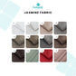 Fabric swatches labeled with numbers and Cushywall logo, featuring a range of colors.