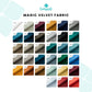 Cushywall Magic Velvet Fabric color swatch chart with various shades.