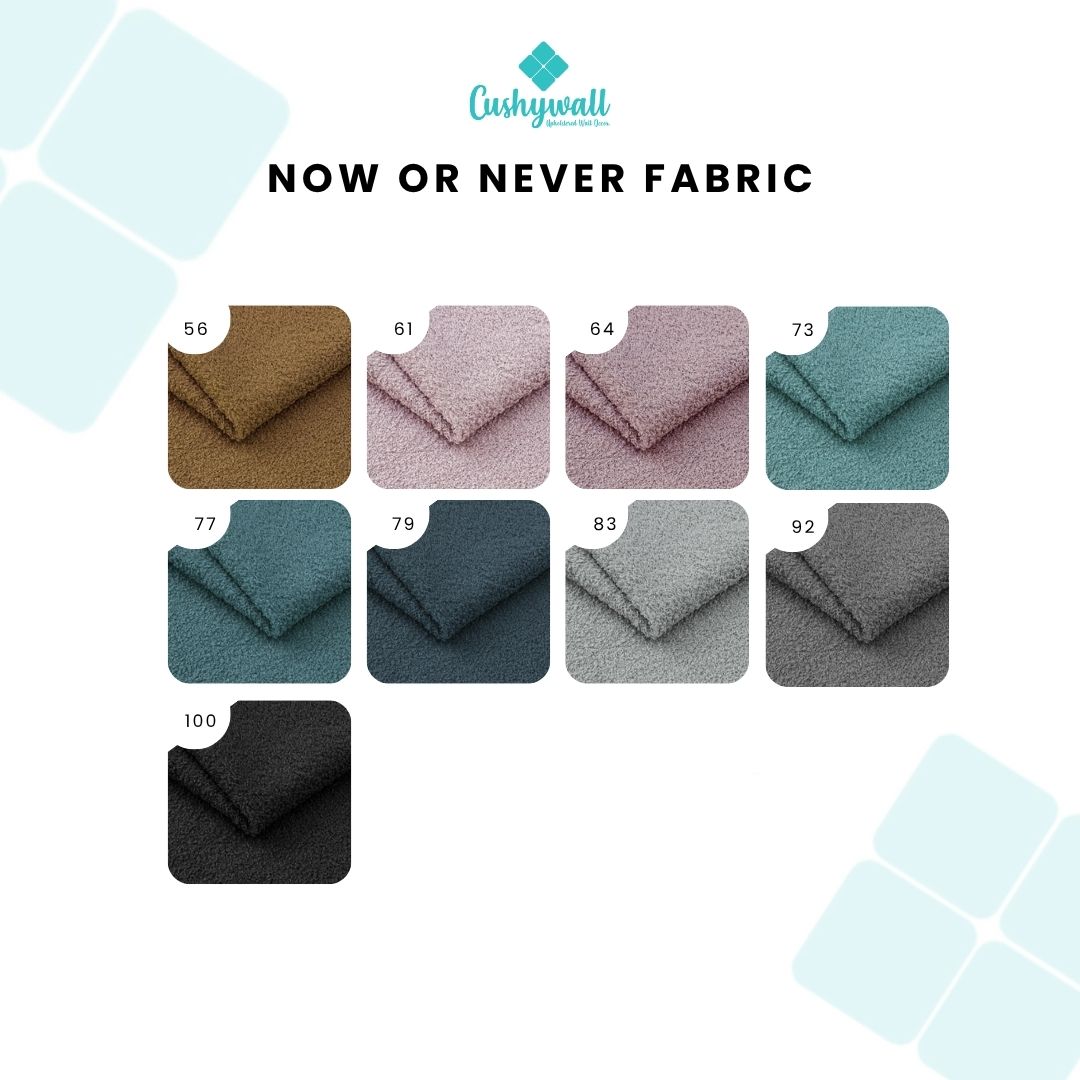 Cushywall Now or Never Fabric color swatches on a white background