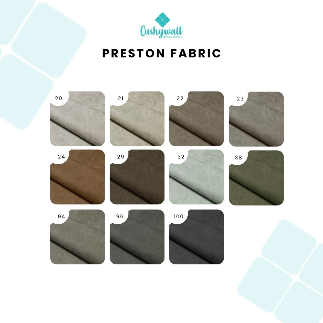 Cushywall Preston Fabric swatch collection on a white background