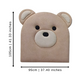 Beige bear-shaped headboard with dimensions on a white background