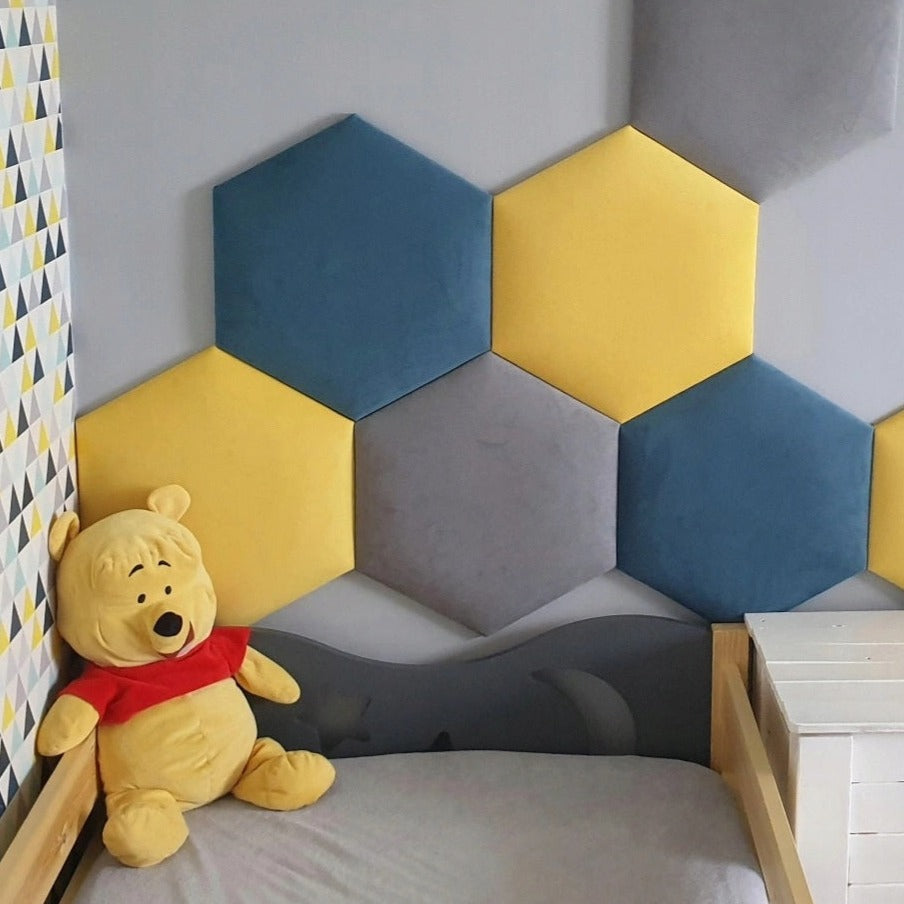 Hexagon wall panels in child's bedroom