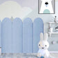 Blue round fence panels as in child's bedroom