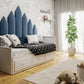 Blue picket fence wall panel in child's bedroom