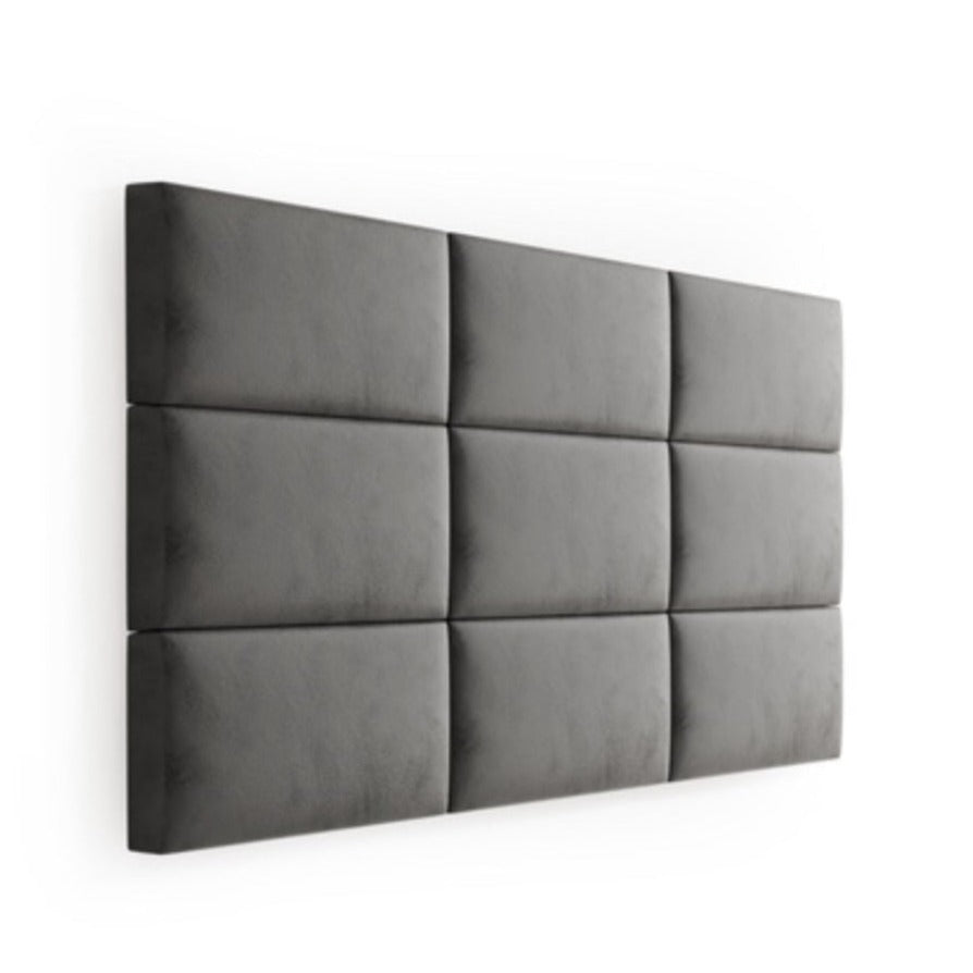 Grey double upholstered wall paneling 