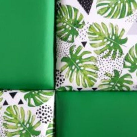 Green and leaf pattern child's wall paneling 