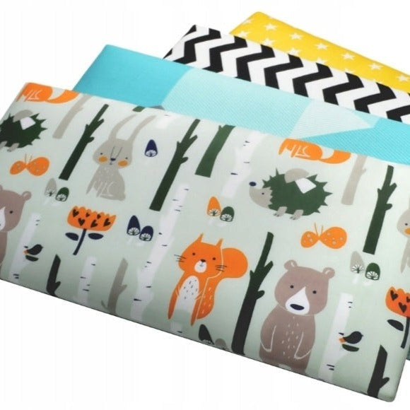 Children's wall paneling with forest animal print